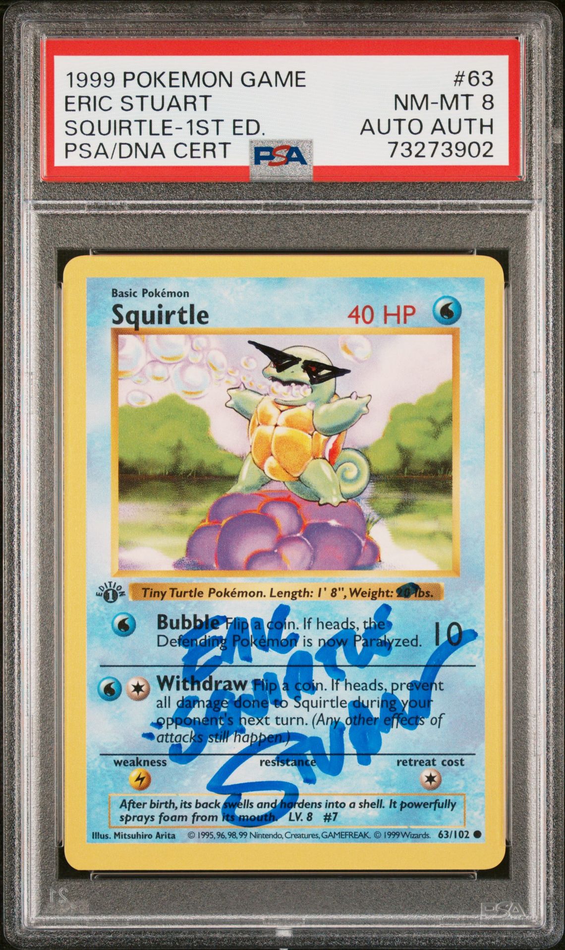 1999 Pokemon POKEMON GAME SQUIRTLE-1ST ED. #63 Eric Stuart front