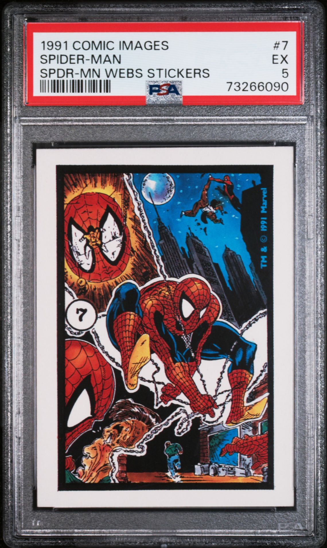 1991 COMIC IMAGES SPIDER-MAN WEBS STICKERS SPDR-MN WEBS STICKERS #7 Spider-Man front