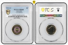 2013-C $2 Coronation Colorized MS68