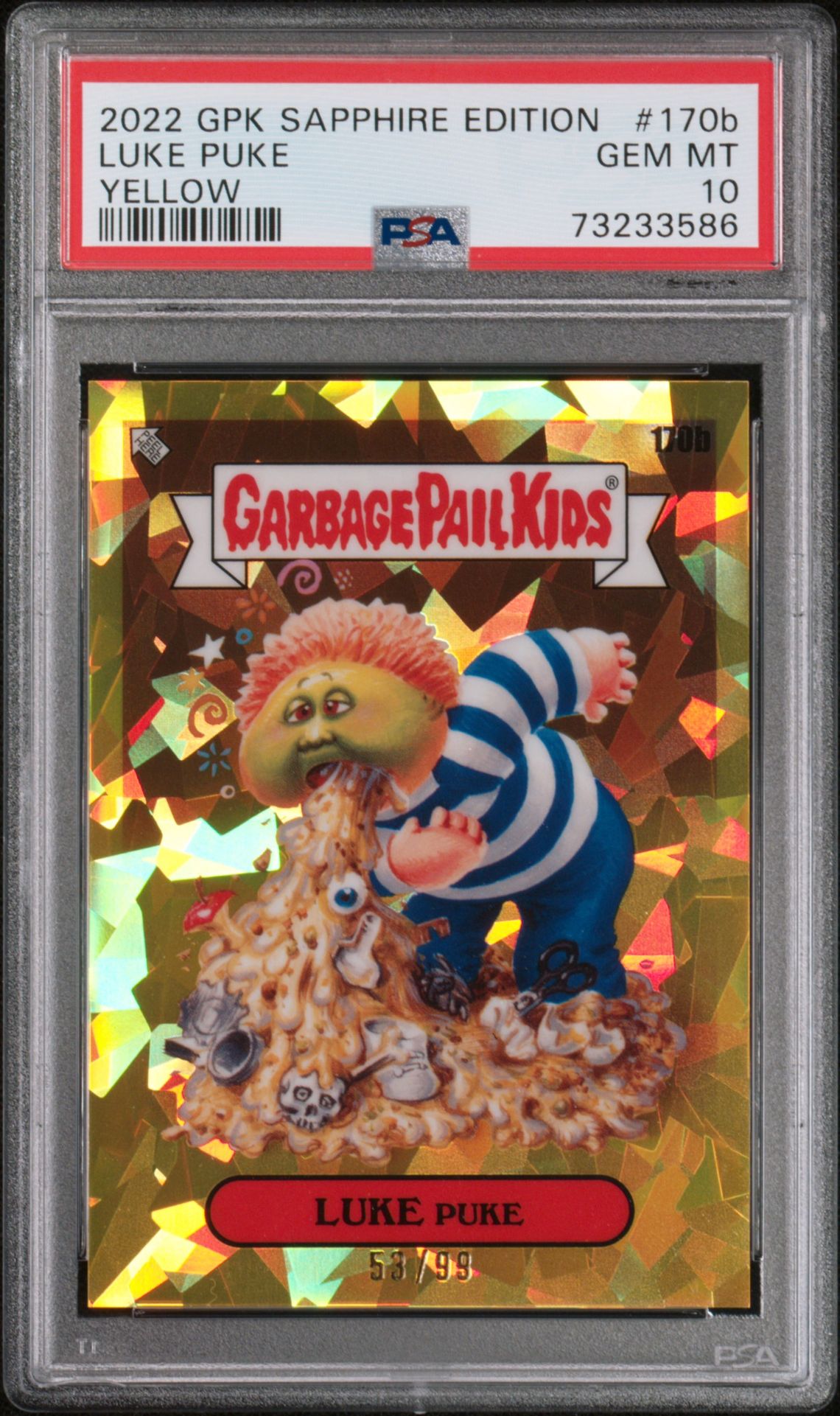 2022 Topps TOPPS GARBAGE PAIL KIDS SAPPHIRE EDITION YELLOW #170B Luke Puke front