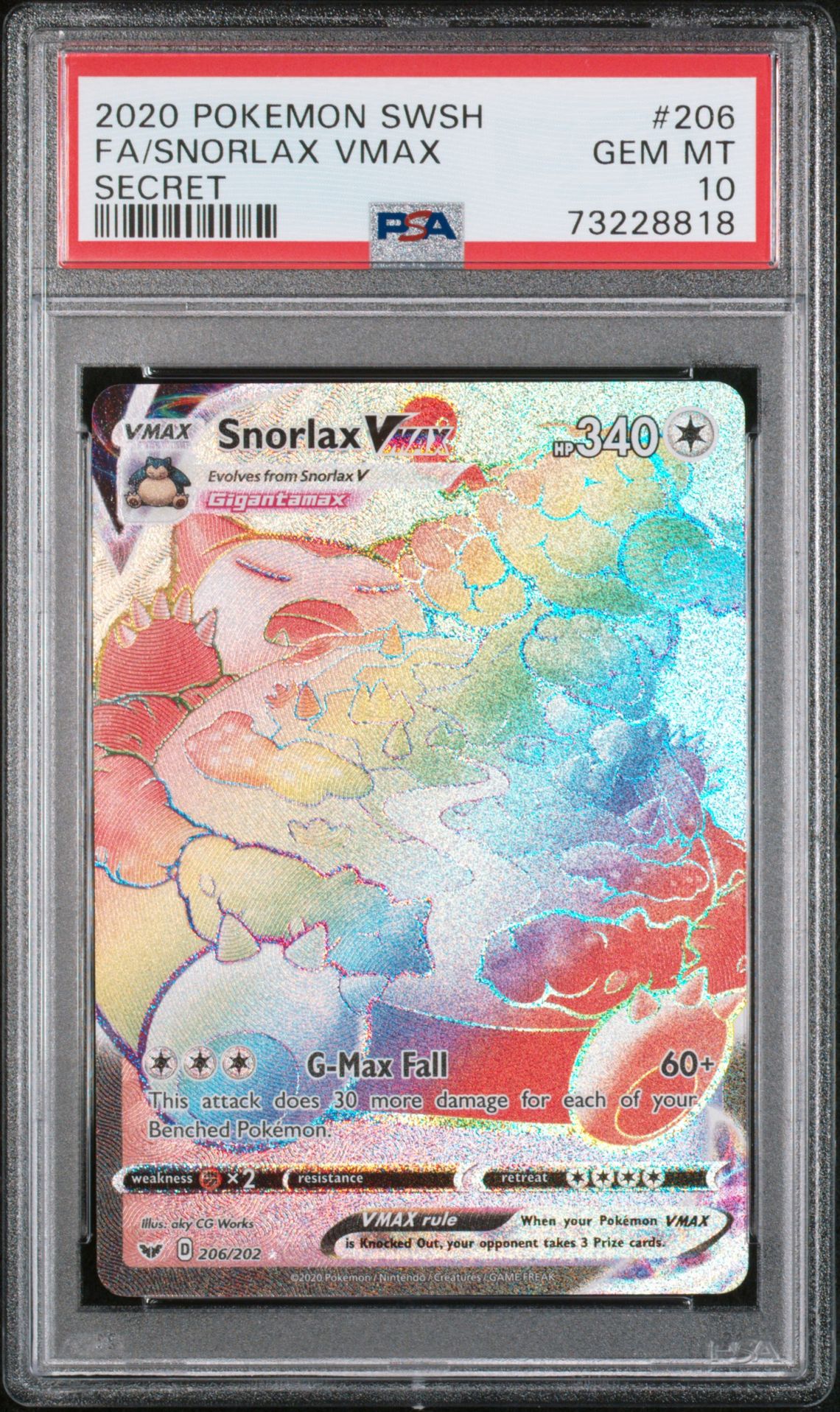 2020 Pokemon POKEMON SWORD & SHIELD SECRET #206 Fa/Snorlax Vmax front