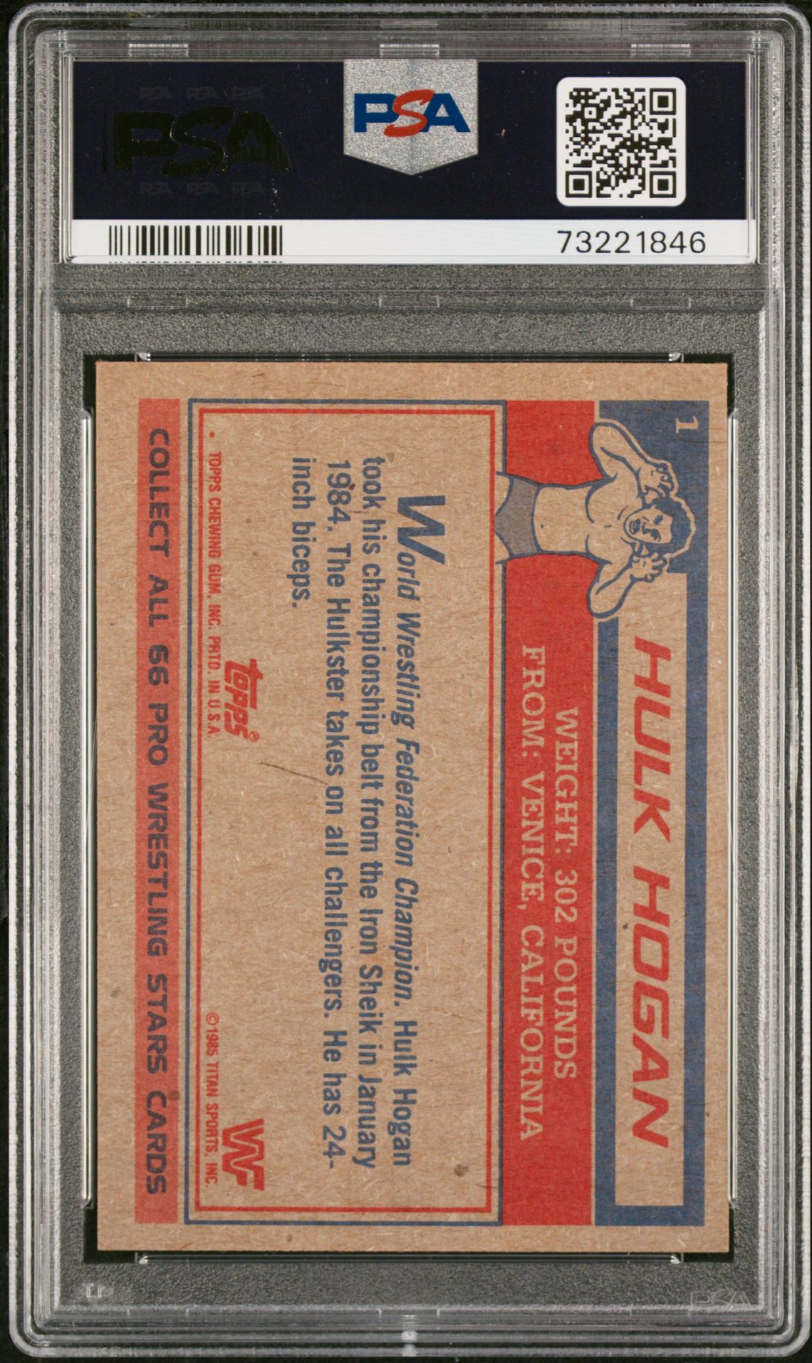 1985 Topps Wwf Hulk Hogan #1 Nm 7 back