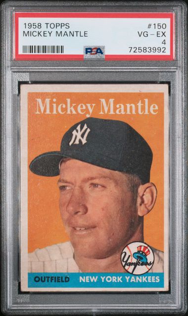 1958 Topps #418 Mickey Mantle/Hank Aaron World Series Batting Foes