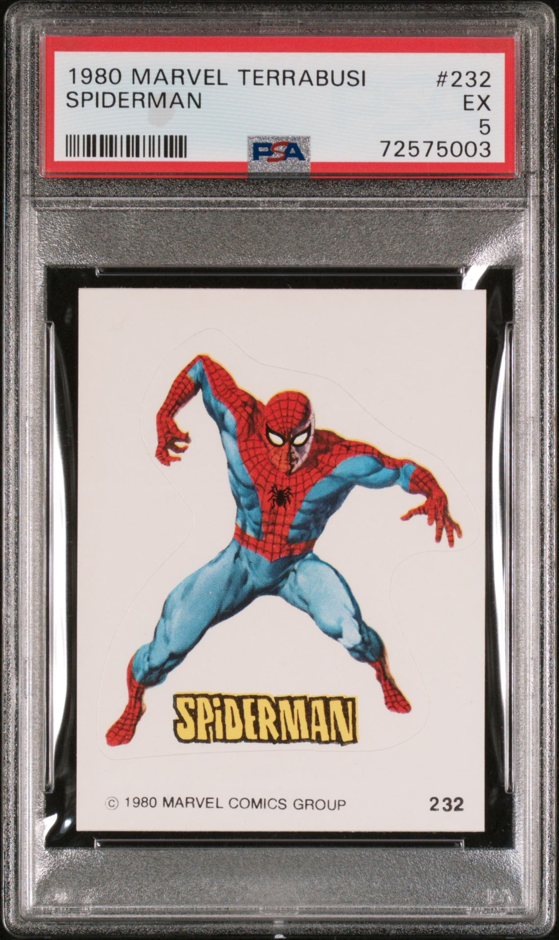 1980 Finest MARVEL TERRABUSI Orange Refractor #232 Spiderman front