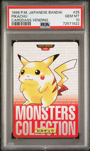 Pikachu card PSA 10, cert 72571922