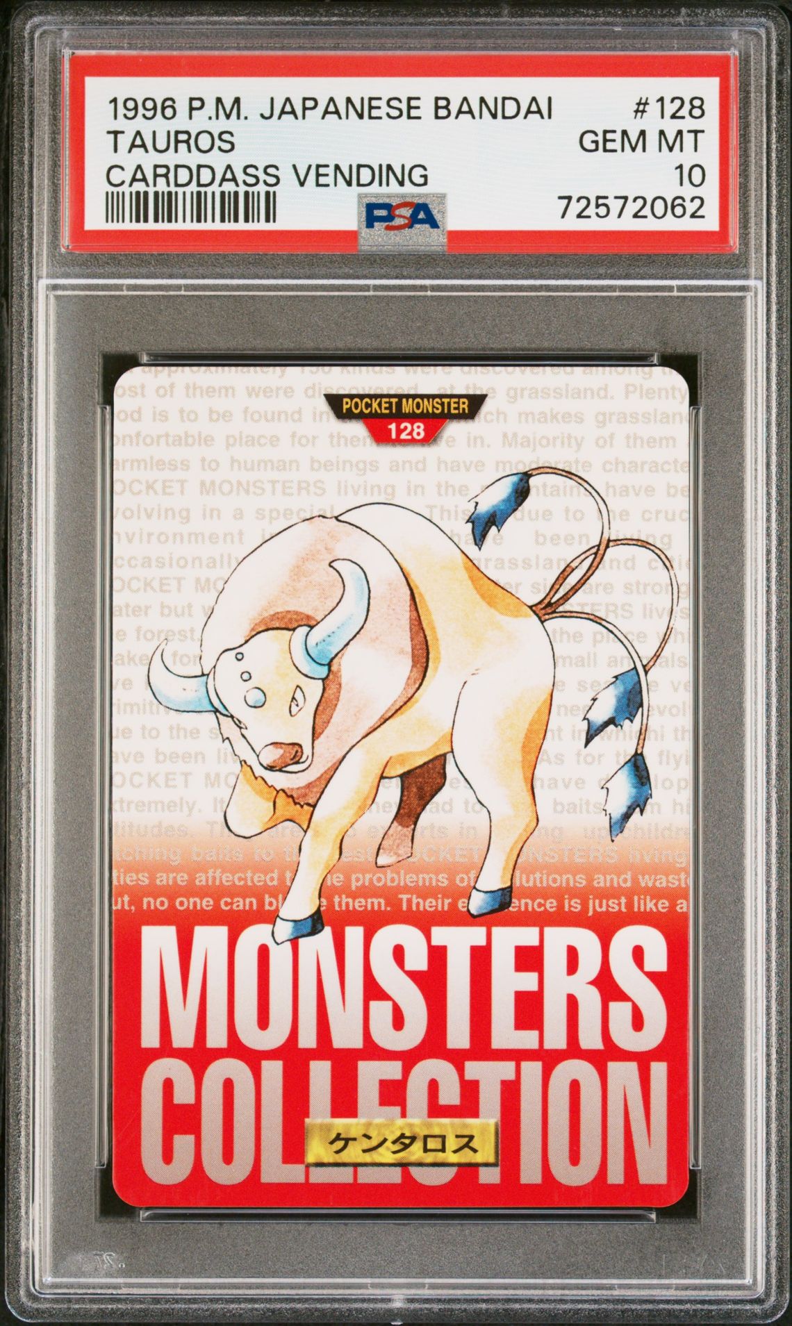 Tauros card, red version, PSA 10