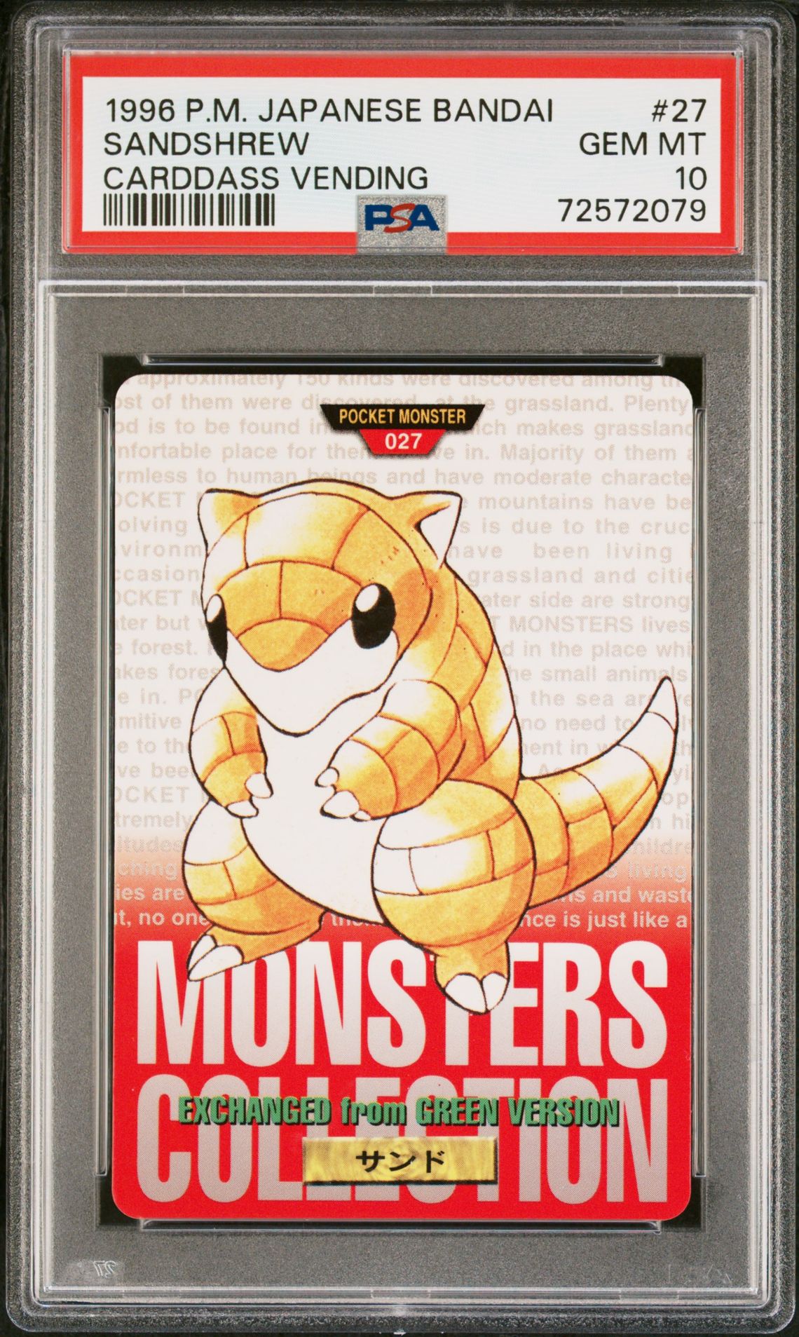 Sandshrew card, red version, PSA 10