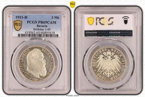 1911-D 3 Mk Birthday J-49 Ag PR65CAM