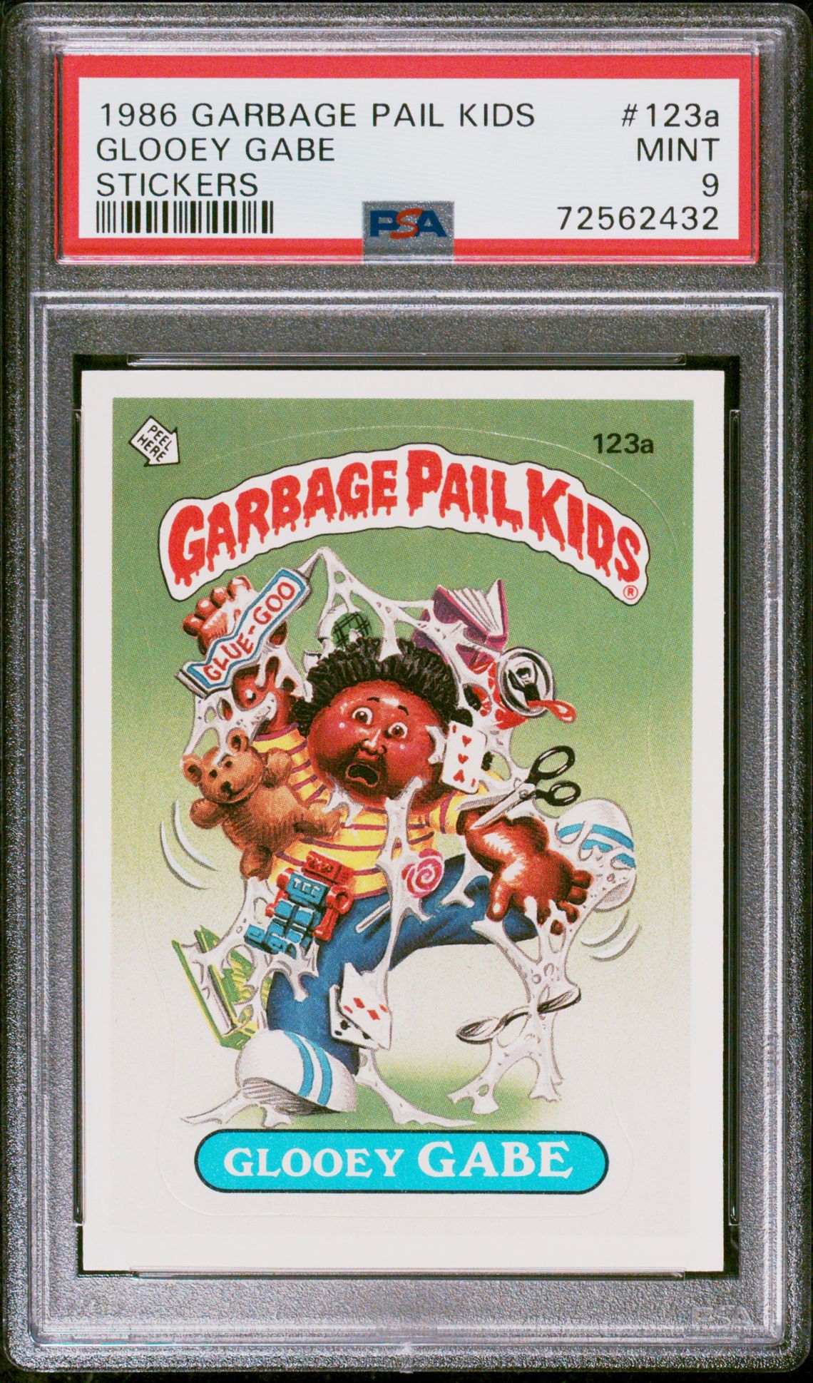 1986 Topps GARBAGE PAIL KIDS STICKERS W/COPYRIGHT #123A Glooey Gabe front