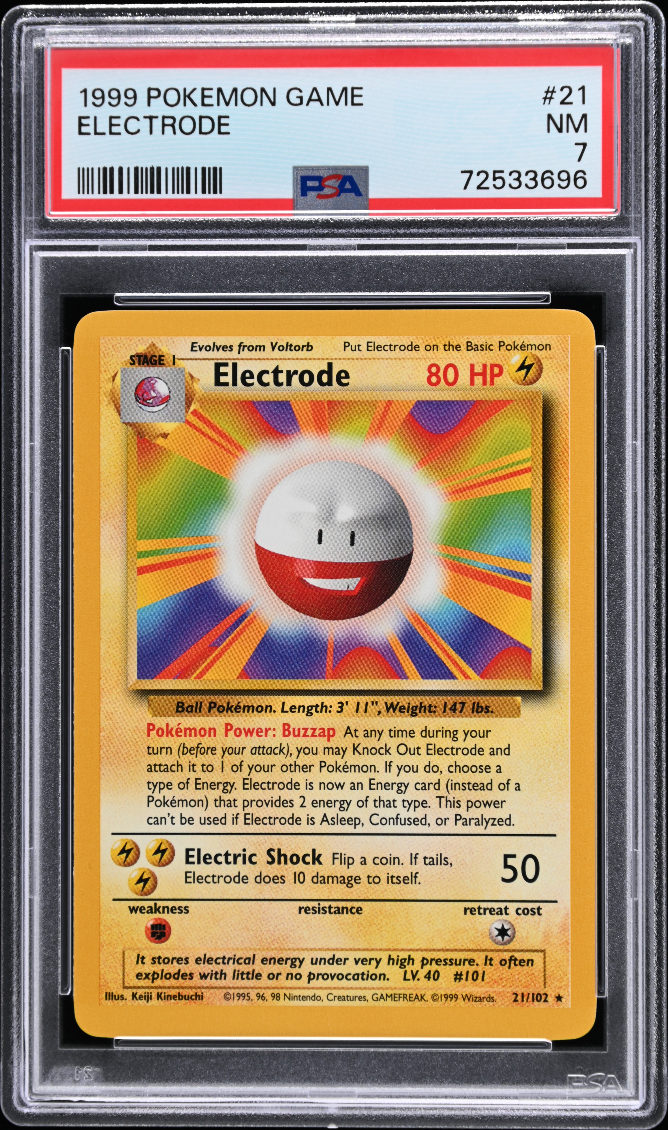 1999 Pokemon Game #21 Electrode PSA 7