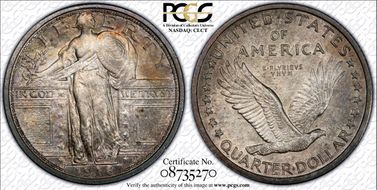 1916 25C Standing Liberty AU58FH