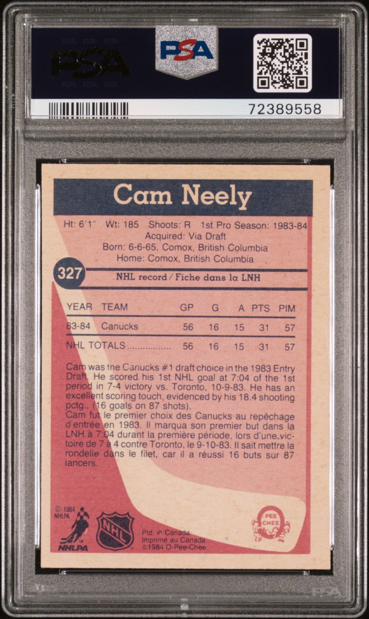 1984 O-PEE-CHEE 327 CAM NEELY Back