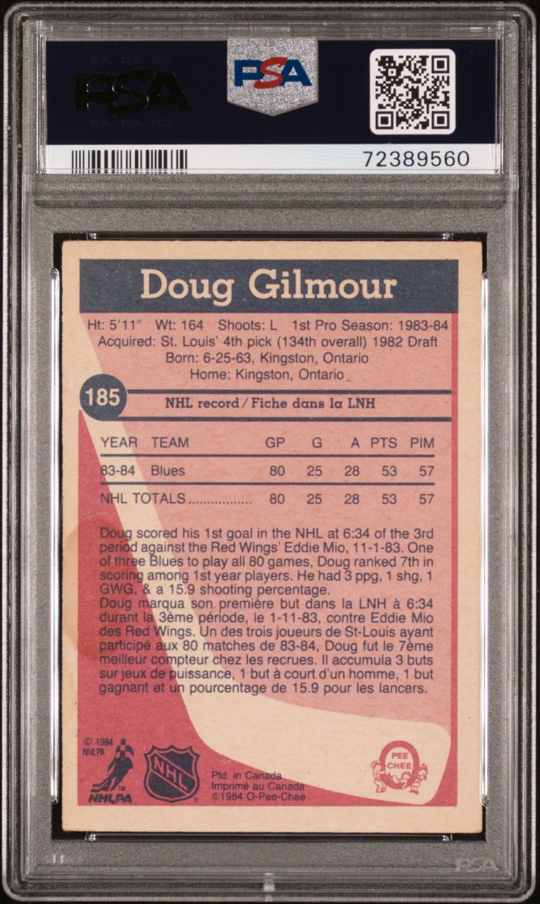 1984 O-PEE-CHEE 185 DOUG GILMOUR Back