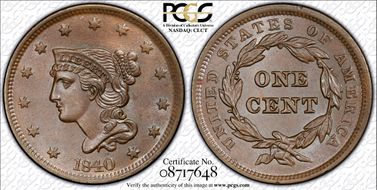 1840 1C Large Date MS63BN