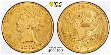 1879-CC $10 AU55
