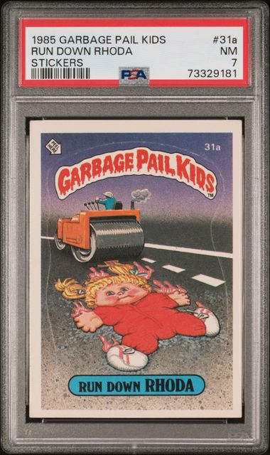 1985 Topps Garbage Pail Kids Series 1 STICKERS #31A Run Down Rhoda front