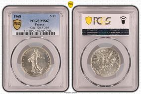 1968 5 Fr Gad-770 F-340 MS67