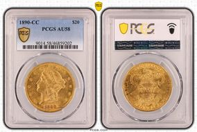1890-CC $20 AU58
