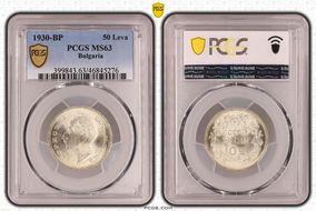 1930-BP 50 Leva KM-42  Ag MS63