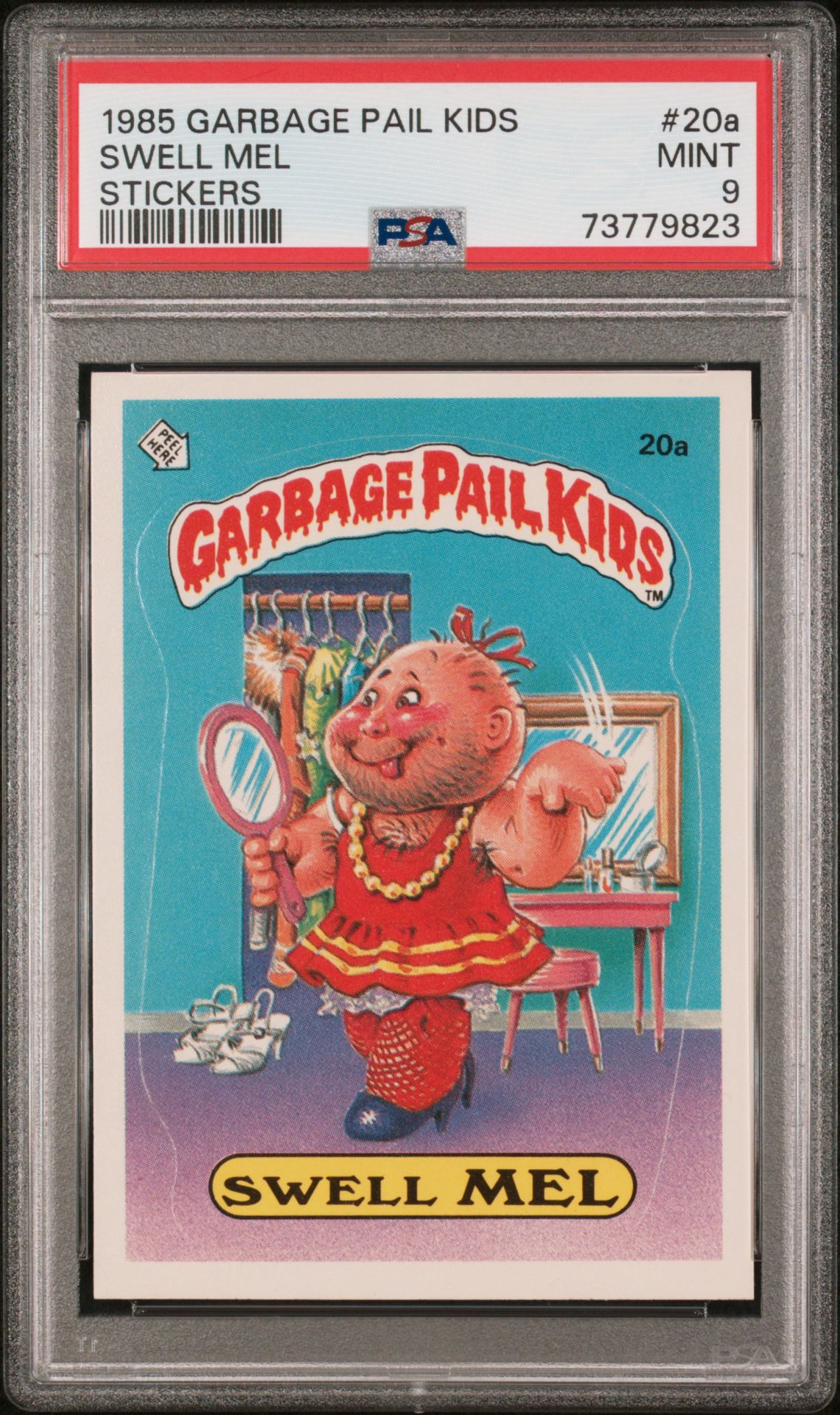 1985 Topps GARBAGE PAIL KIDS STICKERS GLOSSY #20A Swell Mel front