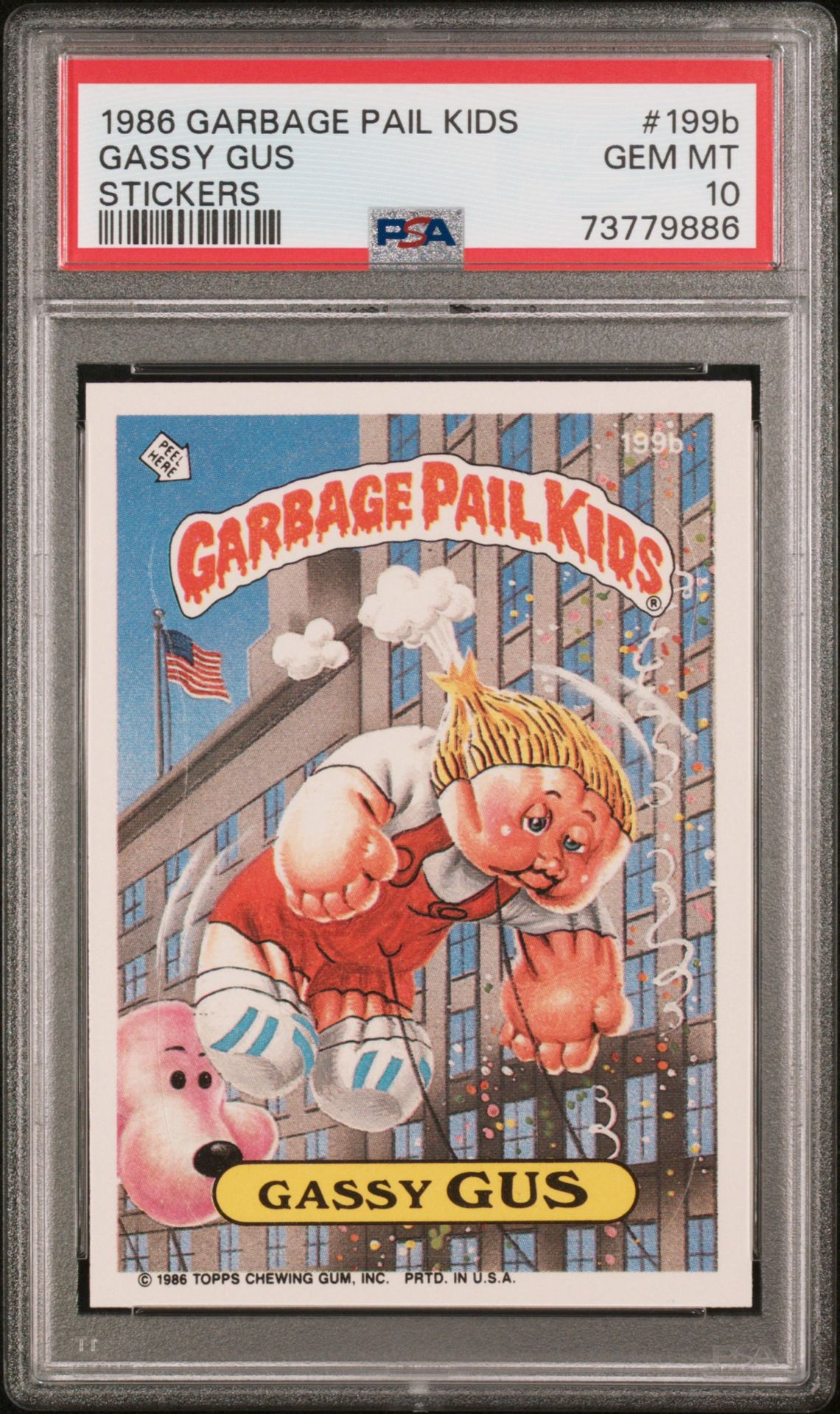 1986 Topps GARBAGE PAIL KIDS STICKERS #199B Gassy Gus front