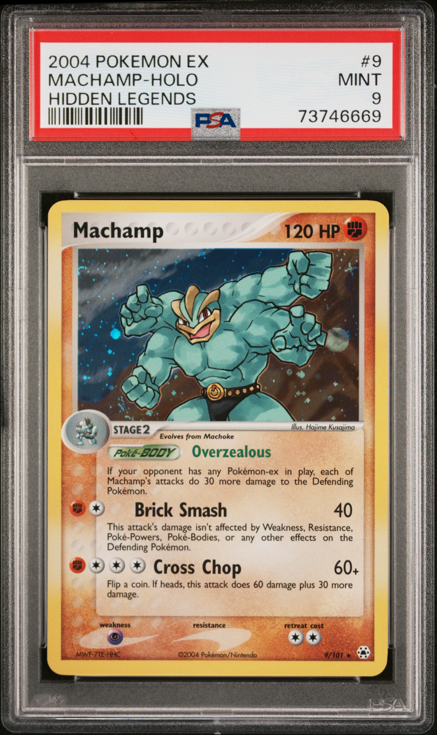 2004 Pokemon EX Hidden Legends Holofoil #9 Machamp – PSA MINT 9