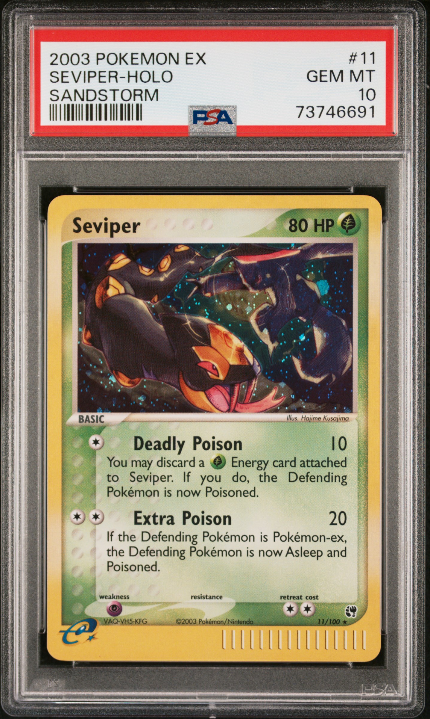 2003 Pokemon EX Sandstorm Holofoil #11 Seviper – PSA GEM MT 10