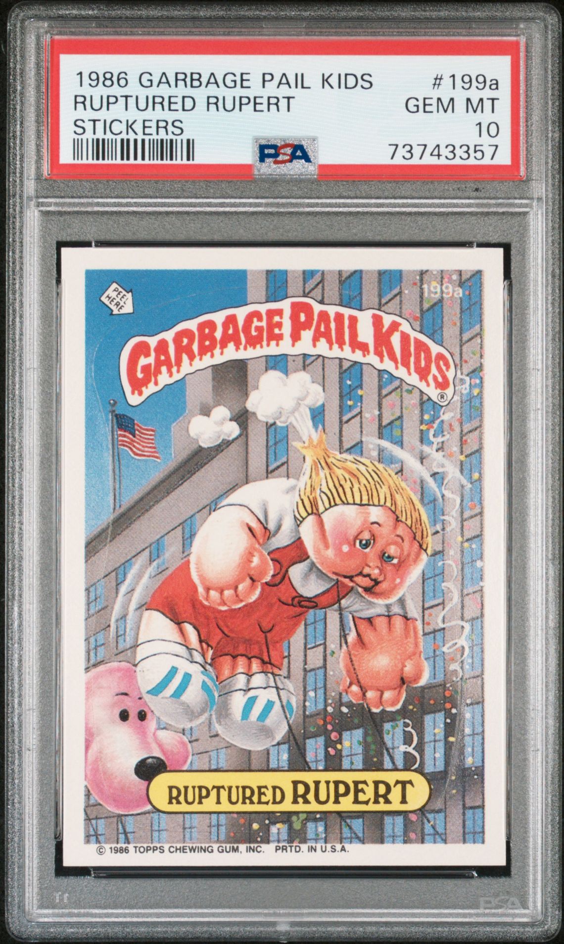 1986 Topps GARBAGE PAIL KIDS STICKERS #199A Ruptured Rupert front
