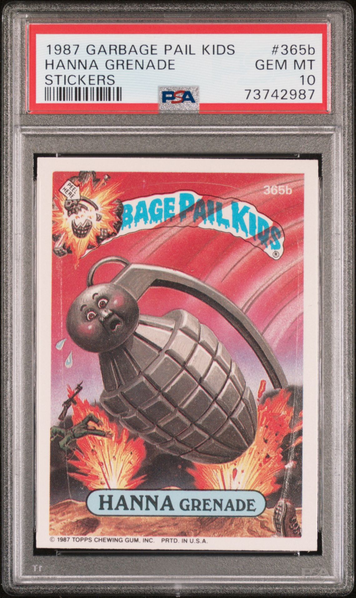 1987 Topps GARBAGE PAIL KIDS STICKERS #365B Hanna Grenade front