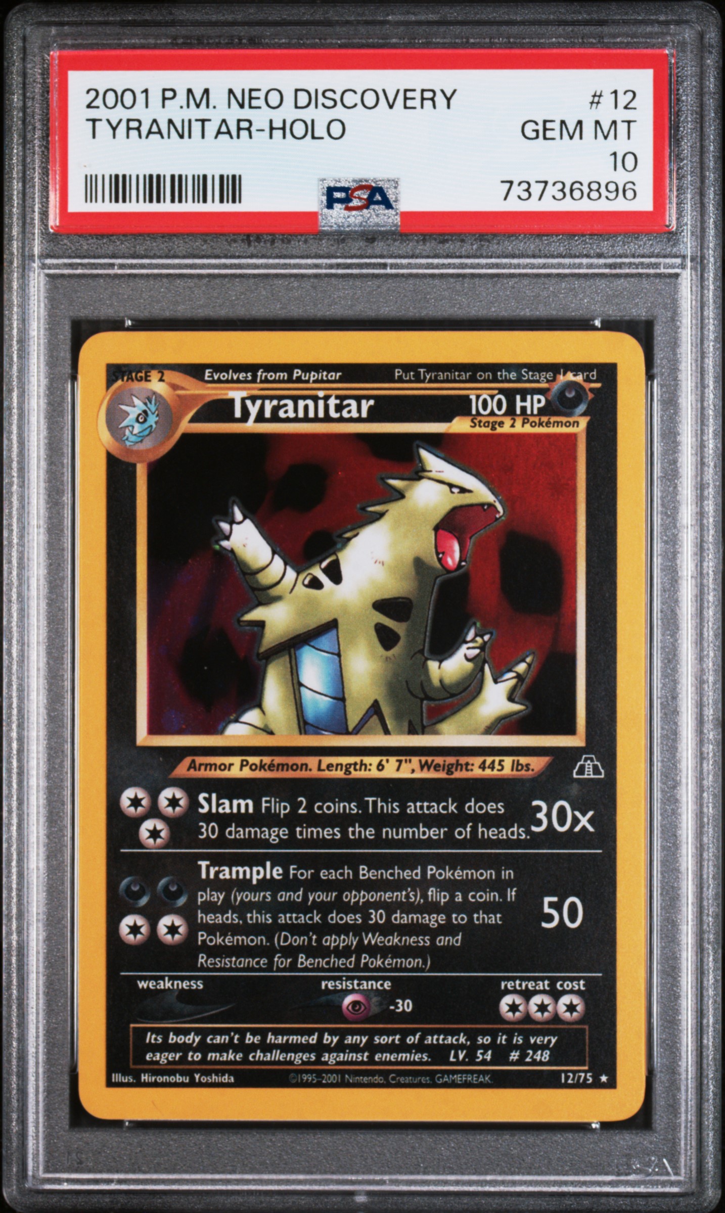 2001 Pokemon Neo Discovery Holofoil #12 Tyranitar – PSA GEM MT 10