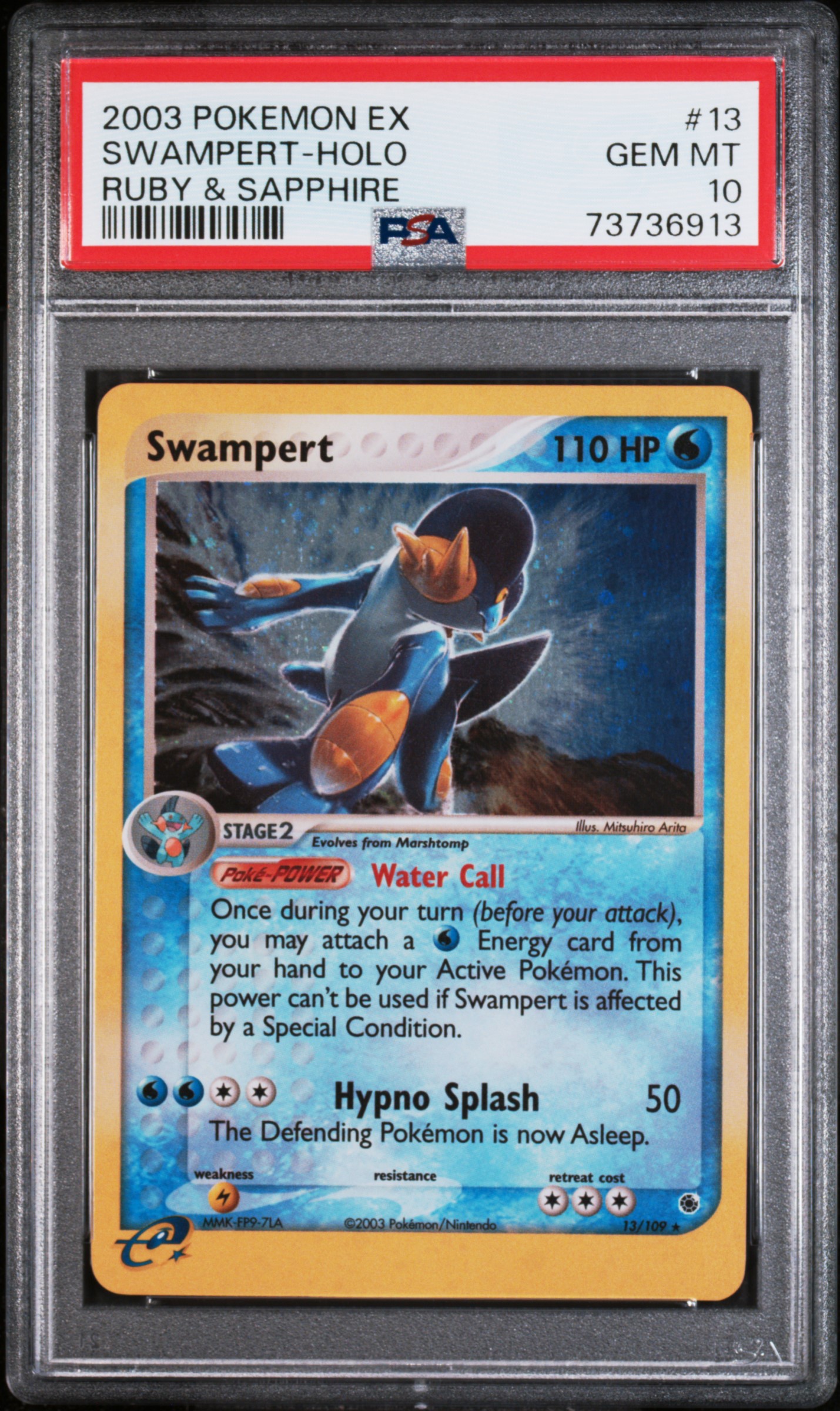 2003 Pokemon Ex Ruby & Sapphire 13 Swampert-Holo – PSA GEM MT 10