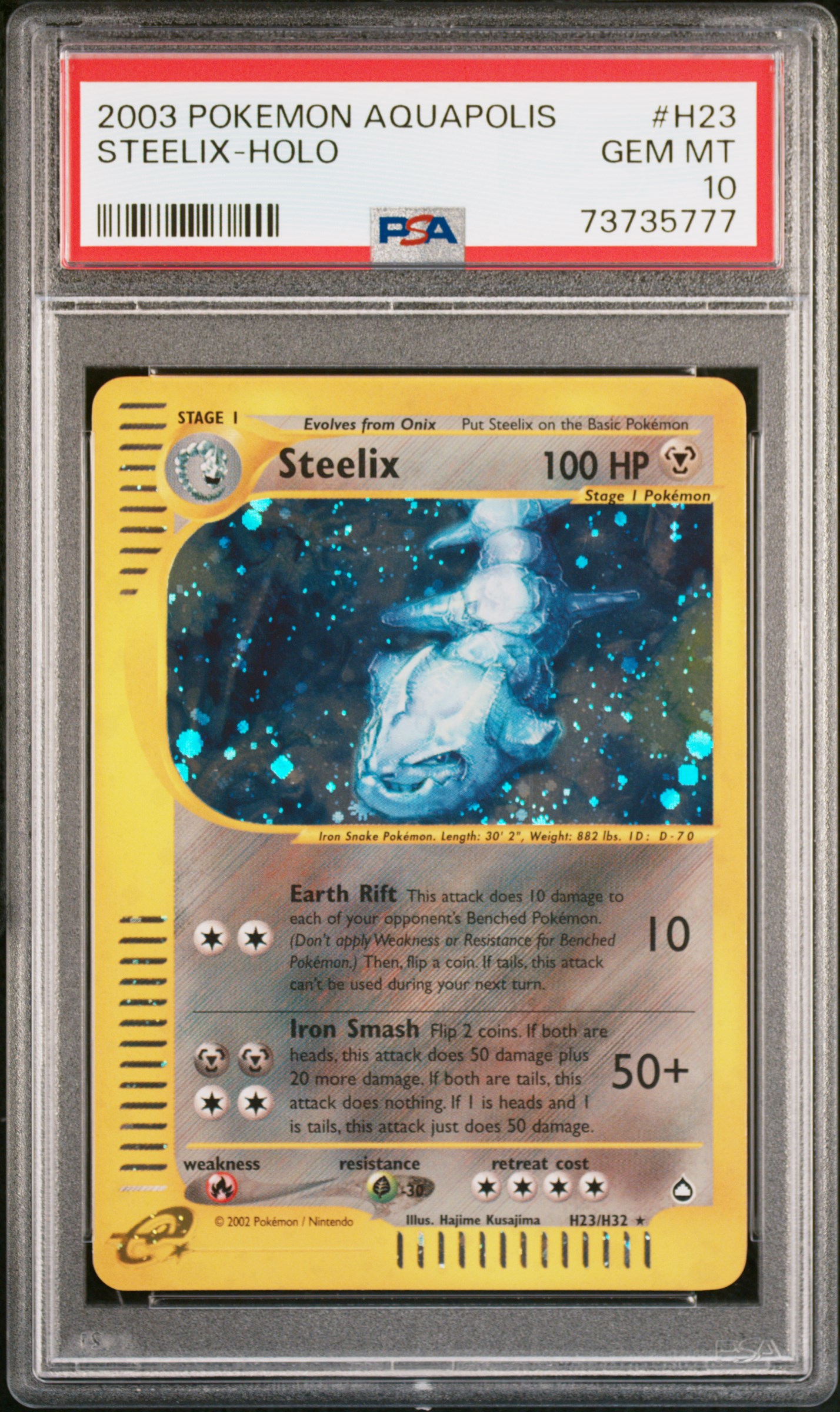 2003 Pokemon Aquapolis Holofoil #H23 Steelix – PSA GEM MT 10