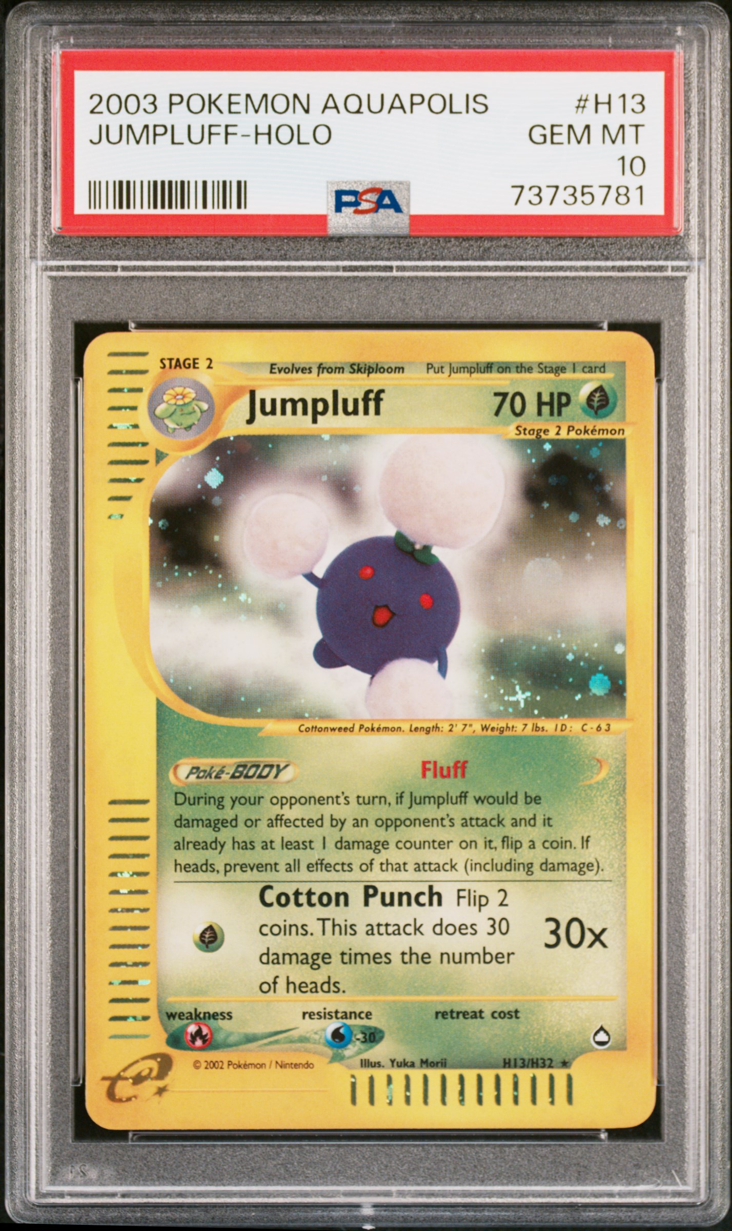 2003 Pokemon Aquapolis Holofoil #H13 Jumpluff – PSA GEM MT 10