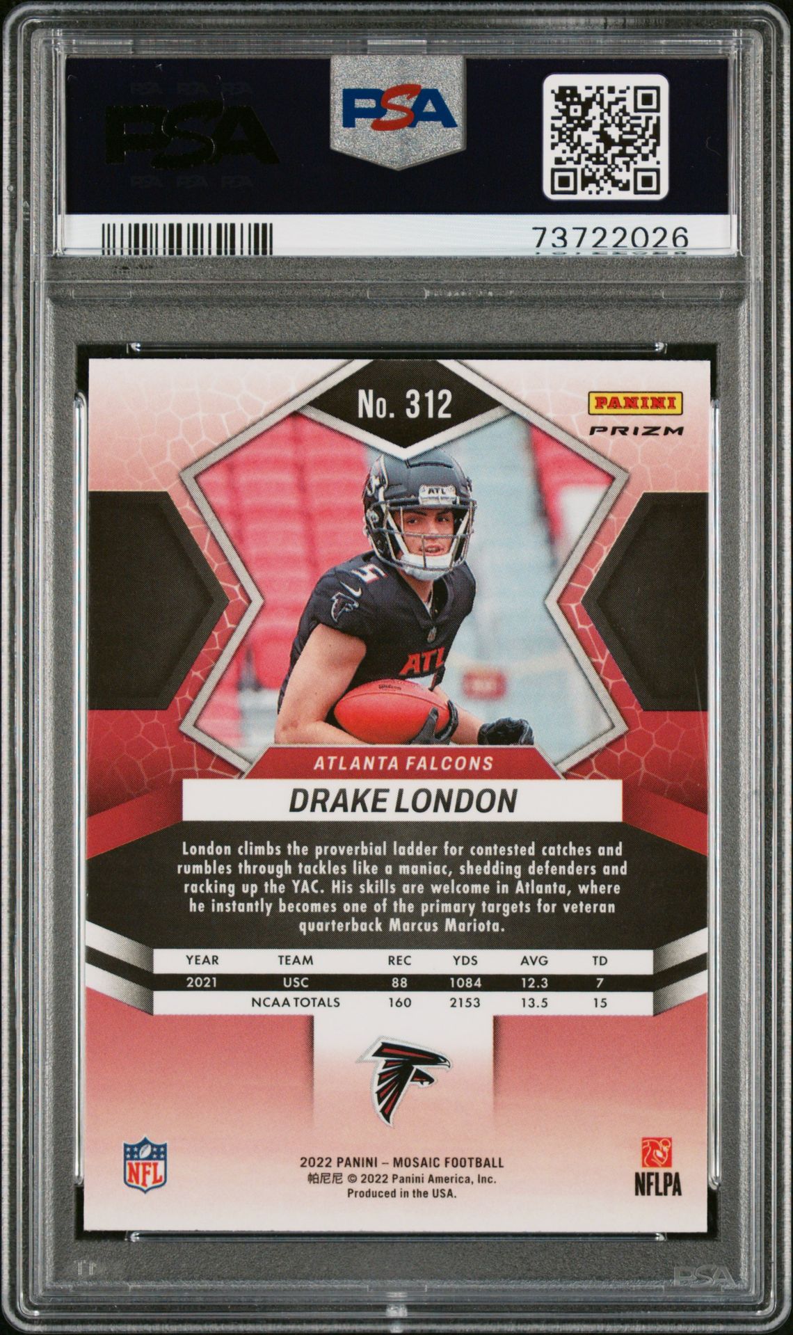 2022 Panini Mosaic Drake London #312 (Genesis) Gem Mt 10 back