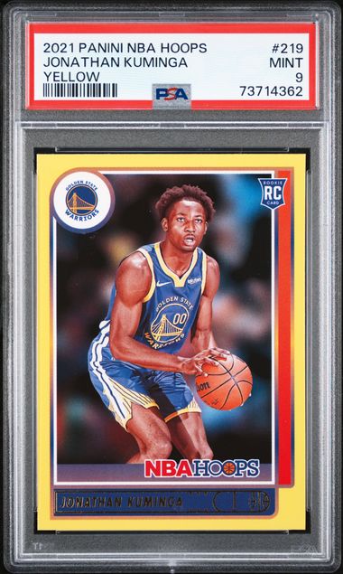 2021-22 Panini NBA Hoops Yellow #219 Jonathan Kuminga Rookie Card