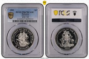 1992 $5 Discovery KM-138 PR67DCAM