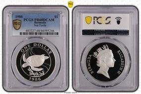 1986 $1 Sea Turtle Silver PR68DCAM