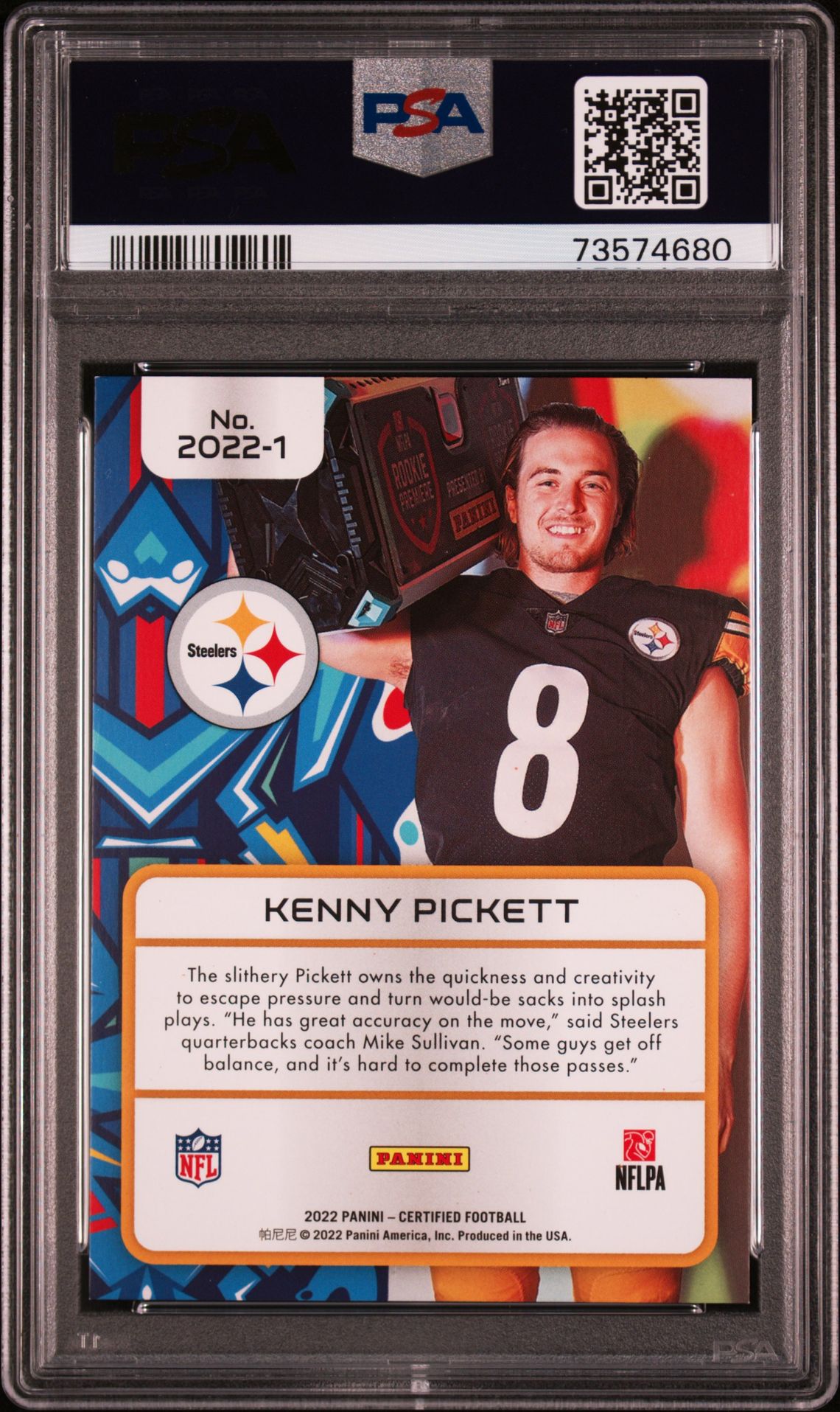 2022 Panini Certified 2022 Kenny Pickett #2022-1 (2022-Mirror Orange) Mint 9 back