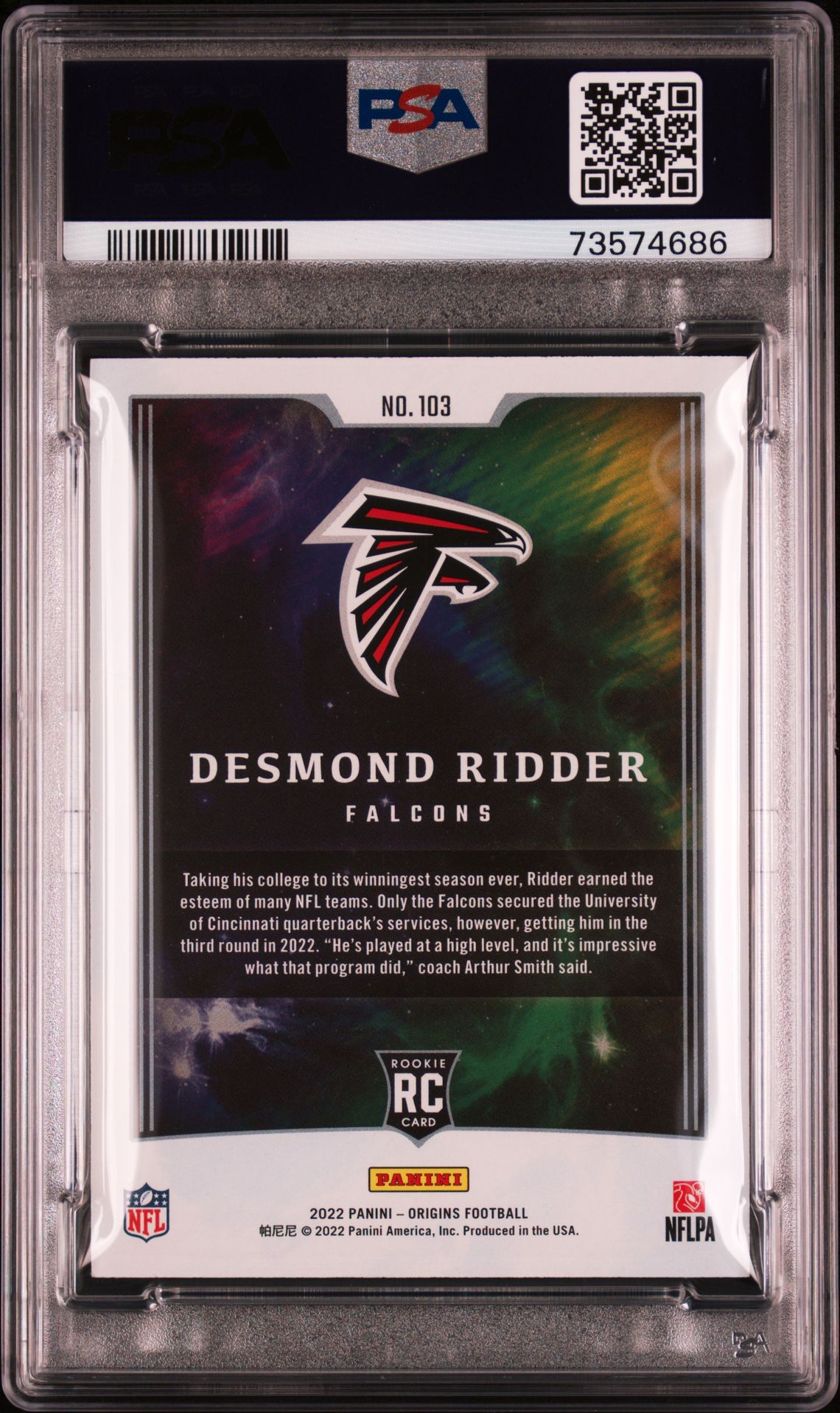 2022 Panini Origins Desmond Ridder #103 (Pink) Mint 9 back