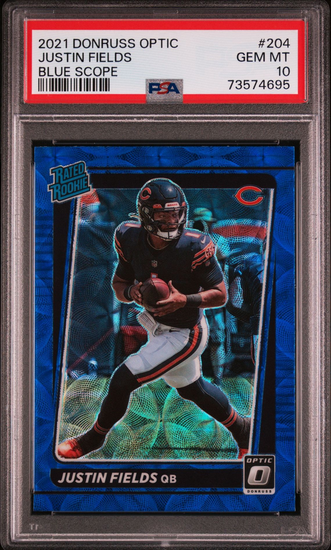 2021 Panini Donruss Optic Justin Fields #204 (Blue Scope) Gem Mt 10 front