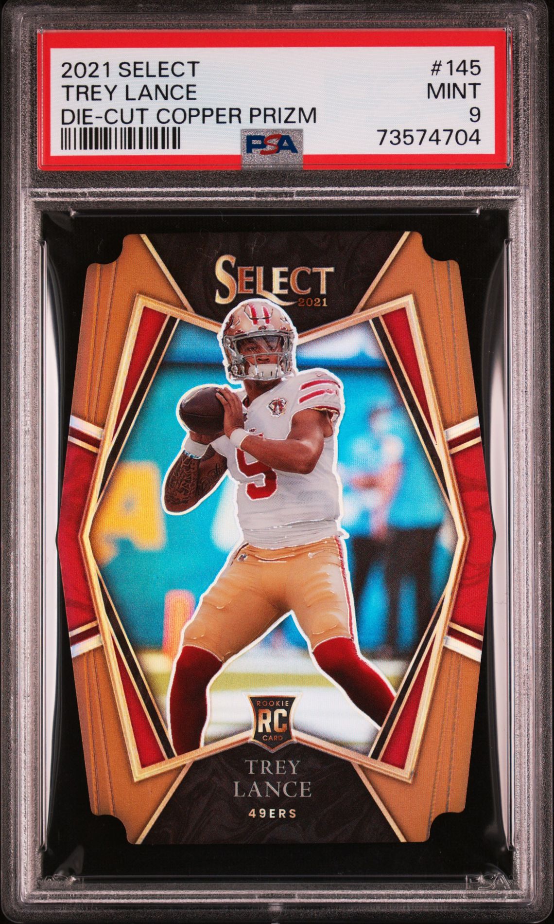 2021 Panini Select Trey Lance #145 (Die-Cut Copper Prizm) Mint 9 front