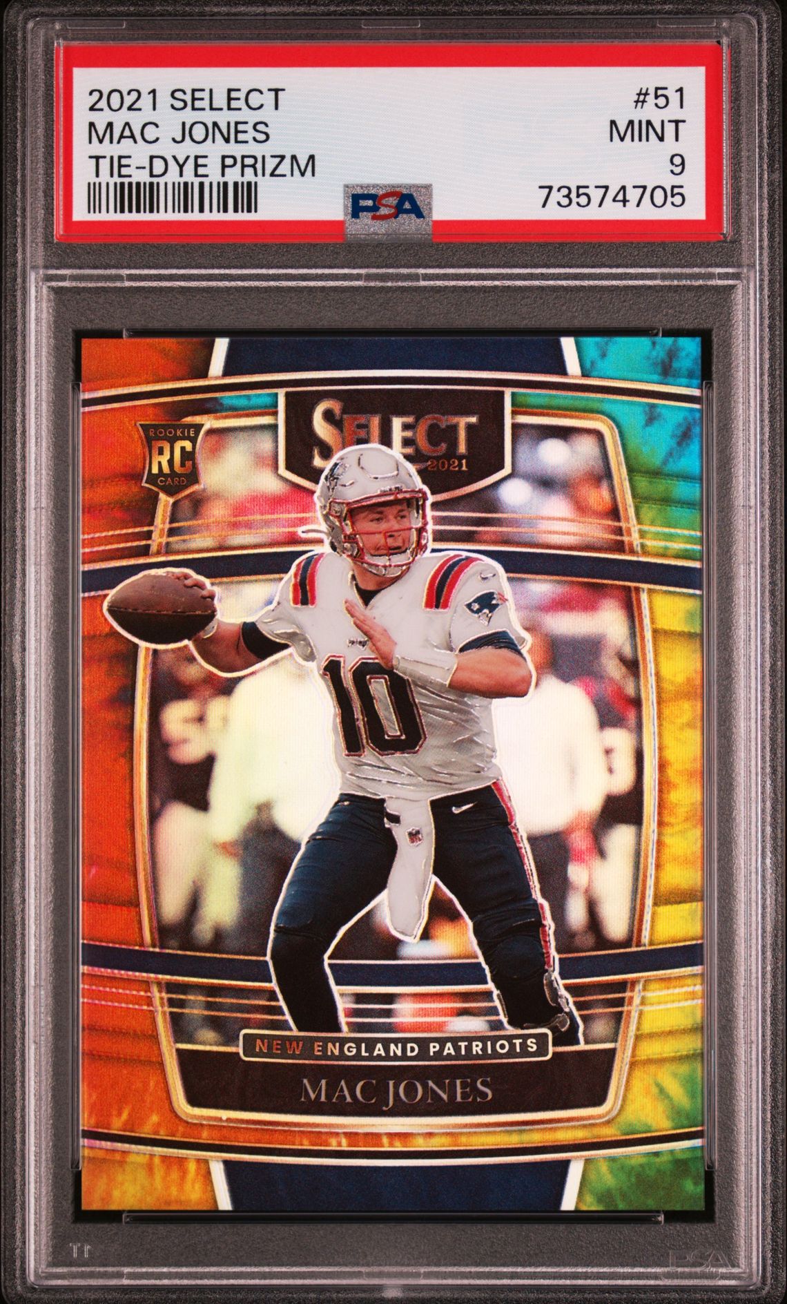 2021 Panini Select Mac Jones #51 (Tie-Dye Prizm) Mint 9 front