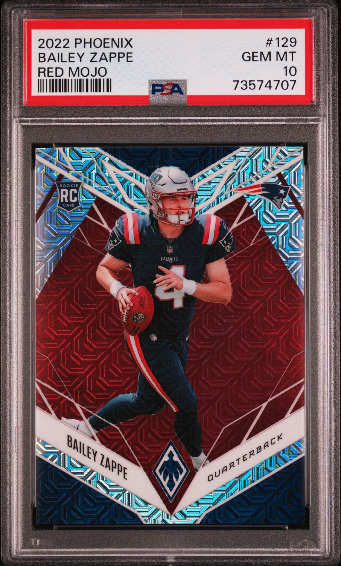 2022 Panini Phoenix Bailey Zappe #129 (Red Mojo) Gem Mt 10 front