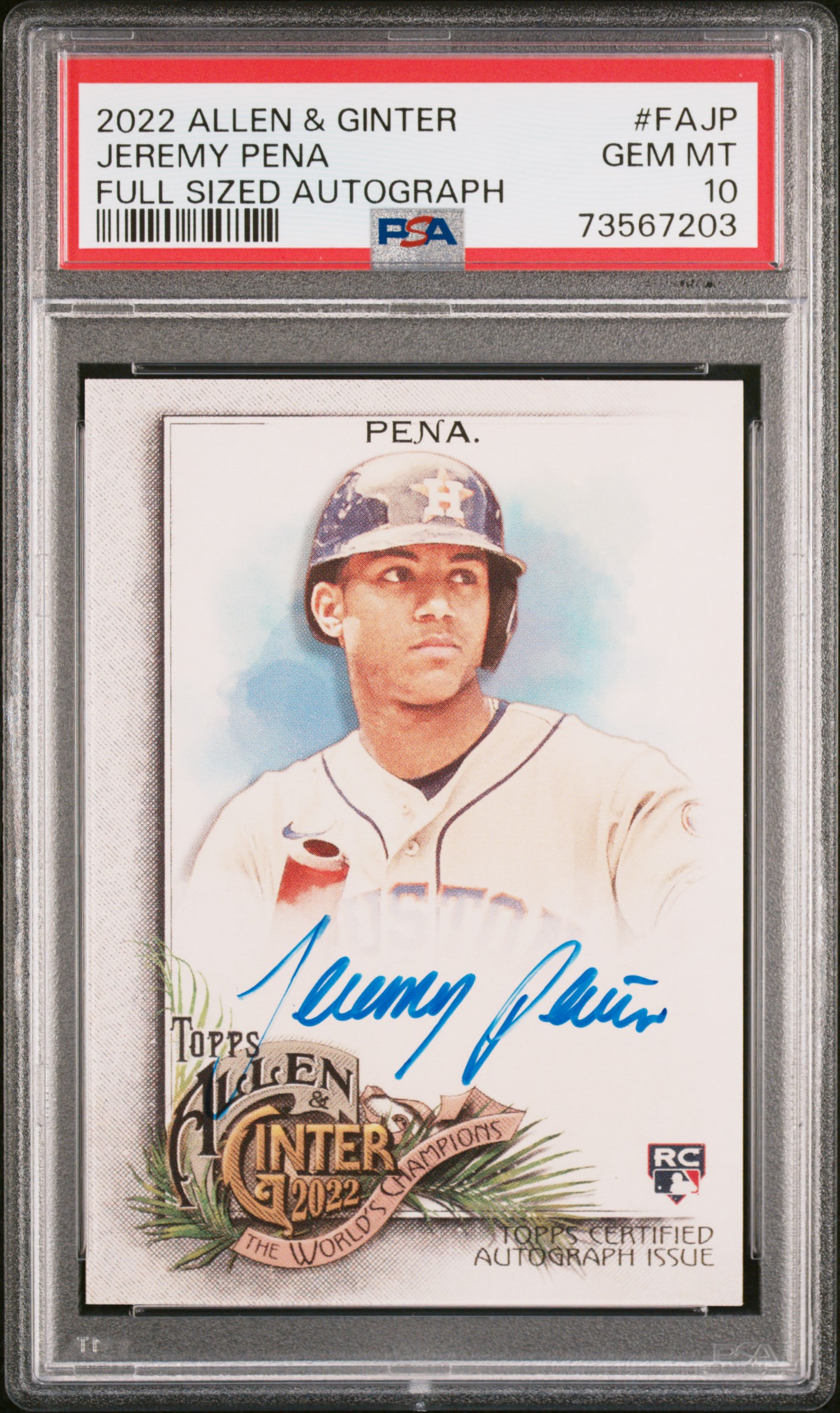 Jeremy Pena 2022 Topps Allen & Ginter Full Sized Autographs