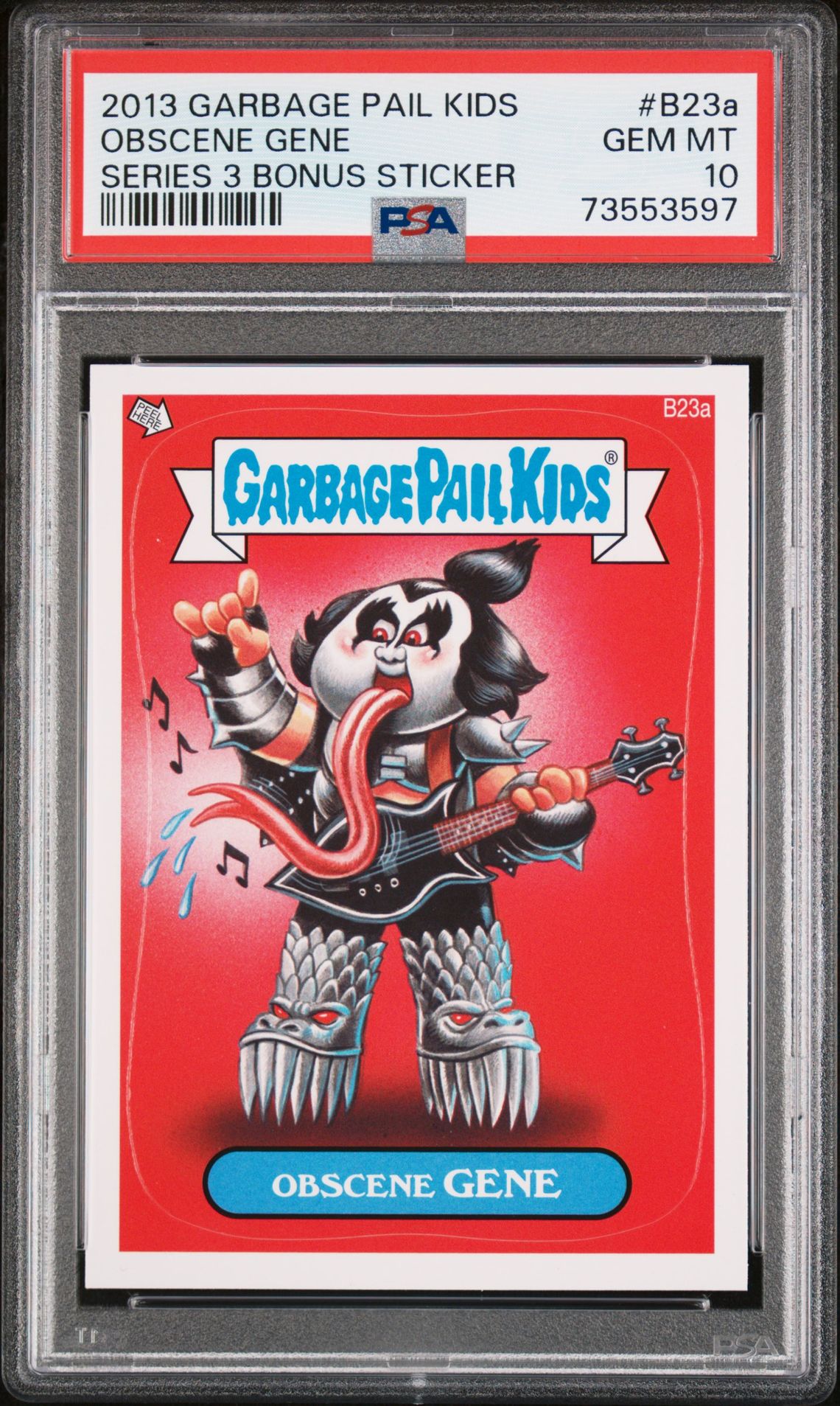 2013 Topps GARBAGE PAIL KIDS SERIES 3 BONUS STICKER #B23A Obscene Gene front