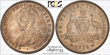 1936(m) Florin KM-27  Ag MS65