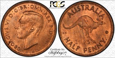 1943-I 1/2D MS64RD