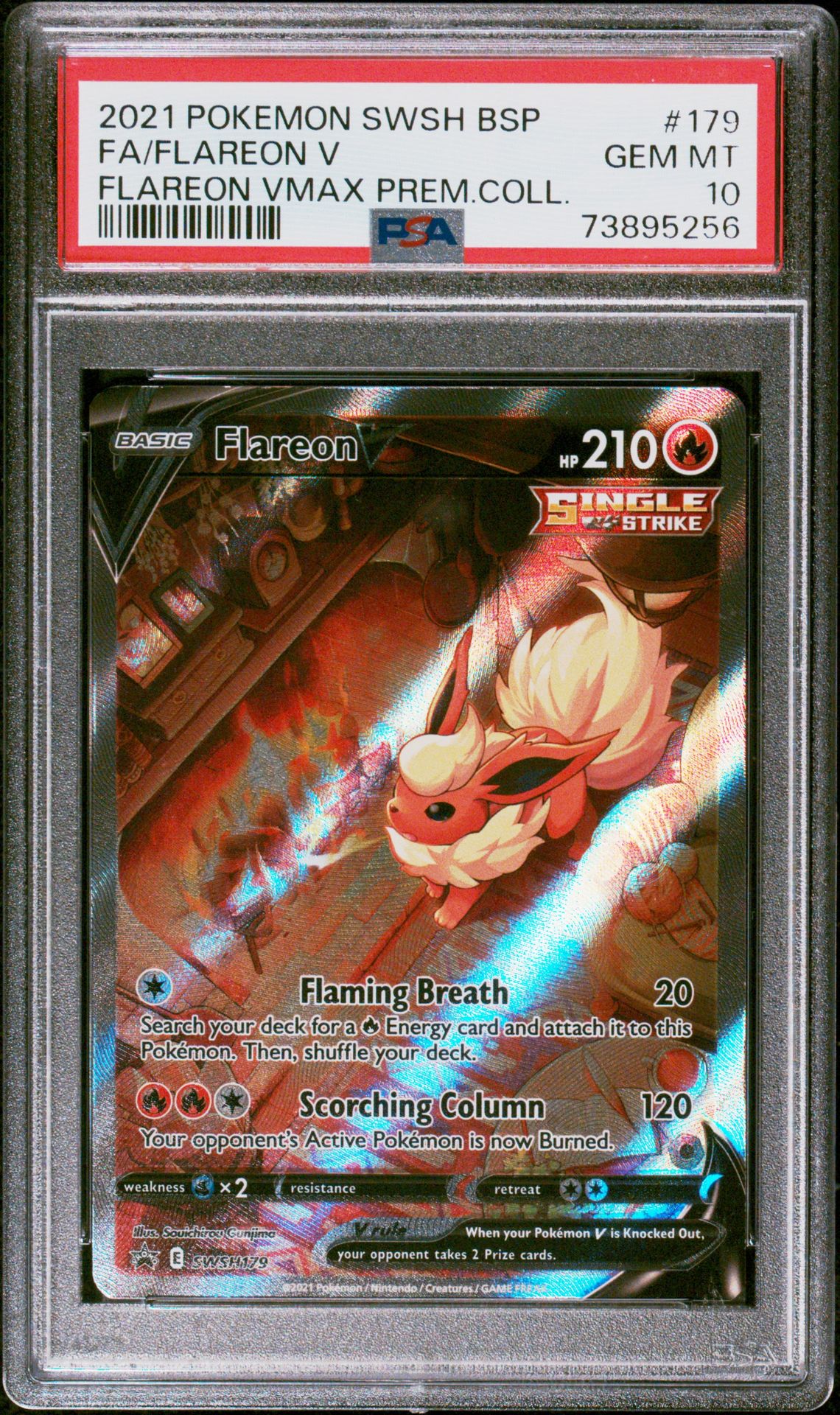 2021 Pokemon POKEMON SWSH BLACK STAR PROMO FLAREON VMAX PREM.COLL. #179 Fa/Flareon V front