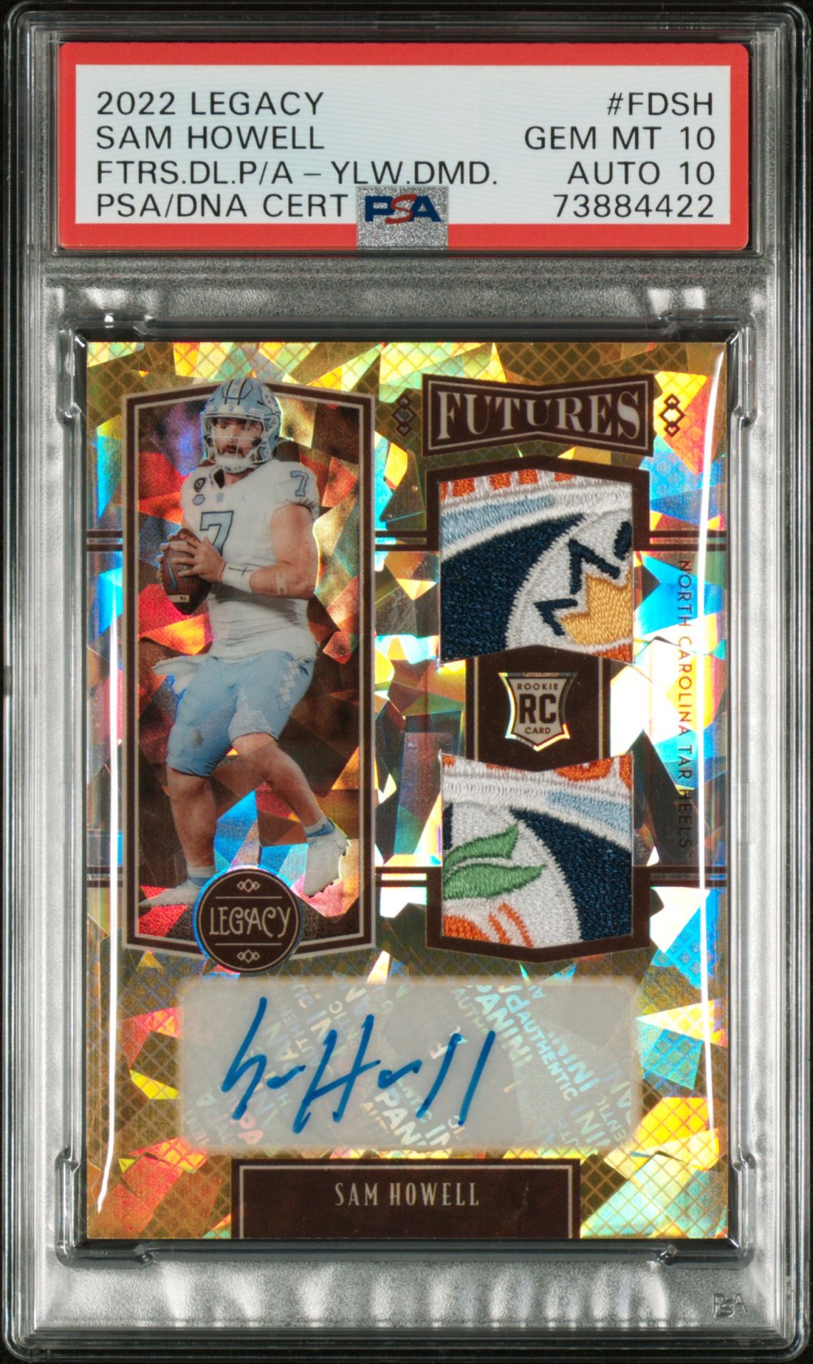 2022 Panini PANINI LEGACY FUTURES DUAL PATCH AUTOGRAPH FTRS.DL.P/A-YLW.DMD. #FDSH Sam Howell front