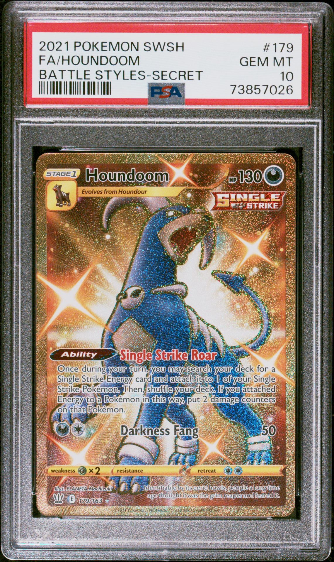 2021 Pokemon Sword & Shield Battle Styles Fa/Houndoom #179 (Battle Styles-Secret) Gem Mt 10 front